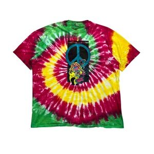 90s Bartenders Ball Tie Dye Peace Sign Graphic T Shirt XXL Hanes Beefy